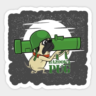 Bazooka Pug Funny Dog Artwork Sticker